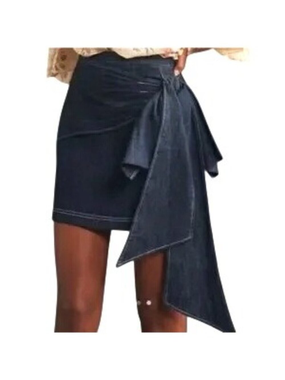Anthropologie Pilcro Denim Bow Skirt Mini Blue Size 6 NWT